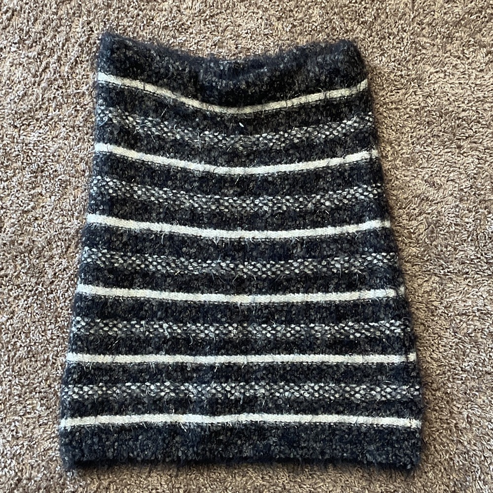 Zara Black and White Striped Fuzzy Pencil Skirt, Size M
